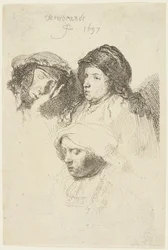 Trois têtes de femmes