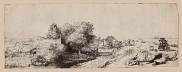 Vue de la Diemerdijk avec un laitier et des cottages