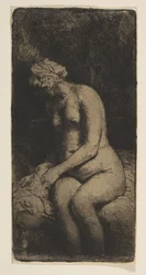 Femme se baignant les pieds dans un ruisseau, 1658