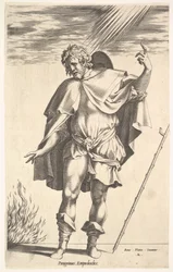 Empédocle, debout de face avec la tête tournée de trois quarts, dirigeant..., vers 1545-63