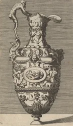 Vase avec un dieu de la rivière dans un médaillon ovale