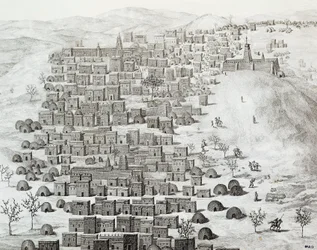 Vue de la ville de Tombouctou, Mali, gravure tirée de Voyages à travers l