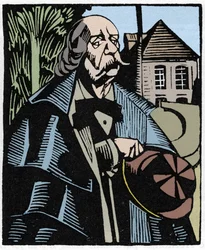 Portrait de Gustave Flaubert (1821-1880). Gravure sur bois par Hermann-Paul (Hermann Paul) (1874-1940) pour le livre de Louis Bertrand « Flaubert à Paris ou Le Mort Vivant ».