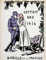 Septembre 1914 : Bataille de la Marne - dessin par Herman Paul, dans « Calendrier de la guerre » éd. 1916