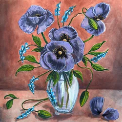 Composition de pavots violets