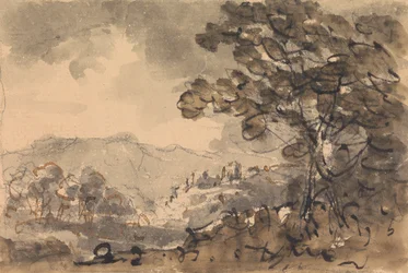Paysage avec château au loin