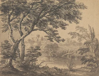 Paysage avec église en arrière-plan