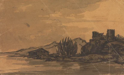 Paysage avec Maison au Bord de la Rivière