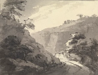 Paysage avec route au premier plan