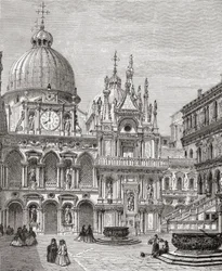 Cour de Palais des Doges, Venise, Italie à la fin du 19e siècle. De Images italiennes par le Rév. Samuel Manning, publié vers 1890.