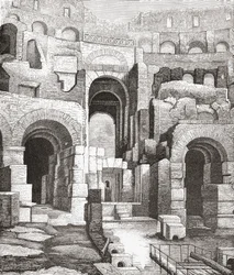 Intérieur du Colisée, Rome, Italie depuis les fouilles de 1874. De Italian Pictures par le Rév. Samuel Manning, publié vers 1890.