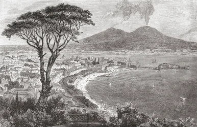 Naples et le mont Vésuve, Italie à la fin du XIXe siècle. De 
