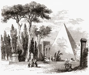 Le cimetière protestant et la pyramide de Cestius, Rome, Italie à la fin du XIXe siècle. De Italian Pictures par Rev. Samuel Manning, publié c.1890.