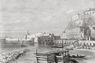 Le Quai de Santa Lucia, Naples, Italie à la fin du 19ème siècle. De Italian Pictures par Rev. Samuel Manning, publié vers 1890