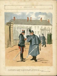 Illustration de Ricardo Flores (1878-1918) dans Le Lire, 23/04/10 - Explication - Armée, Casernes