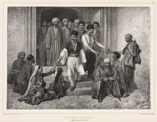 Tatars sortant de la mosquée, Baghtcheh-Saraï, Crimée