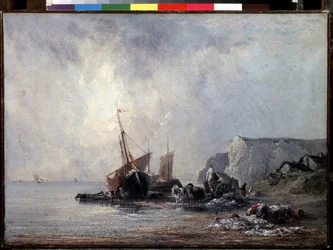 Bateaux sur le rivage normand