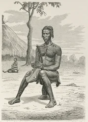 Un joueur de harpe des Azandeh ou Nyam-Nyams, de 