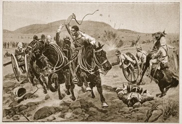 Artillerie de campagne entrant en action, illustration de 
