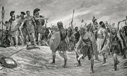 Vespasien sauvé par son fils Titus, illustration de 