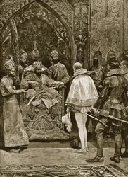 Une des premières ambassades anglaises en Inde, 1599, illustration tirée de «L