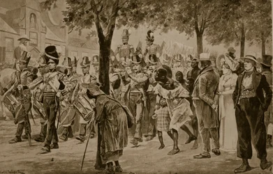 Les forces britanniques entrant dans Le Cap, 1814, illustration tirée de 