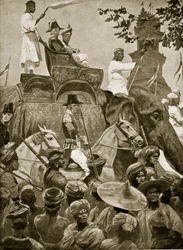 Les troupes britanniques entrant à Singapour, 1824, illustration de 