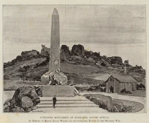 Monument prévu à Zimbabye, Afrique du Sud, en mémoire du Major Allan Wilson et de ses camarades, tués dans la guerre des Matabili