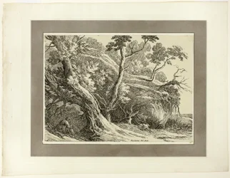 Paysage avec de grands arbres, extrait du premier numéro de Specimens of Polyautography