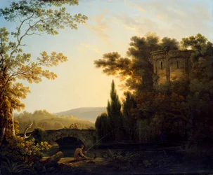 Paysage classique avec un temple, 1788