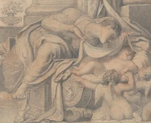 Vierge adorant le Christ endormi