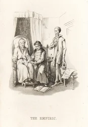 Le squelette de la Mort et le charlatan, 1827 (gravure)
