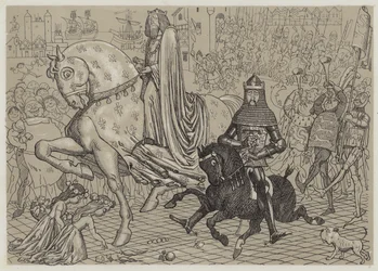 Édouard le Prince Noir, avec son prisonnier le roi Jean de France, entrant à Londres