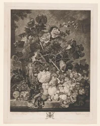 Nature morte de fruits et fleurs