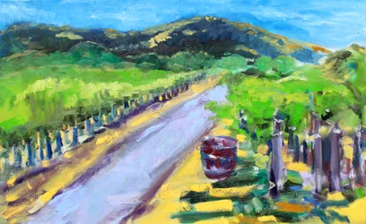 Vignoble avec tonneau, Napa