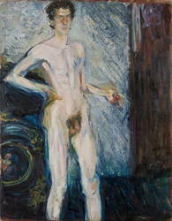 Autoportrait nu avec palette