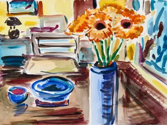 Nature morte aux rudbeckies hérissées, 2021