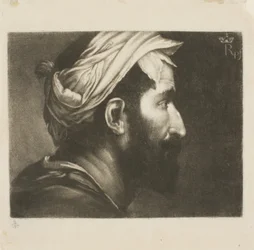 Tête de bourreau, tirée de la Sculptura de John Evelyn