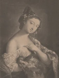 Hiver : une femme tenant un manteau de fourrure tacheté, 1775
