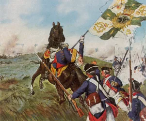 Mort de Schwerin près de Prague, 6 mai 1757 (lithographie couleur rehaussée)