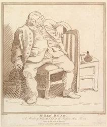 M. Ben: Read, membre du club de Hogarth à la taverne Bedford Arms, dessiné par..., 27 novembre 1781