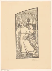 Fille avec un panier et garçon avec une corde