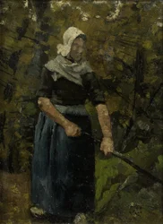 Paysanne avec un bâton