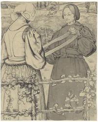 Filles de Huizer enroulant du fil
