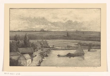 Paysage avec voiliers sur l