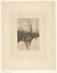 Chevaux traînant un tronc d