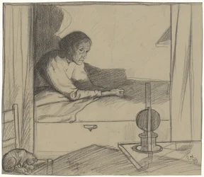 Femme Hogerhuis, assise au lit (deuxième projet)