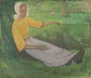 Femme de Huizen assise sous un arbre