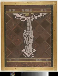 Main jurant; conception pour la figure de la décoration en marbre dans la Haute Cour à La Haye