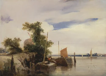 Péniches sur une rivière